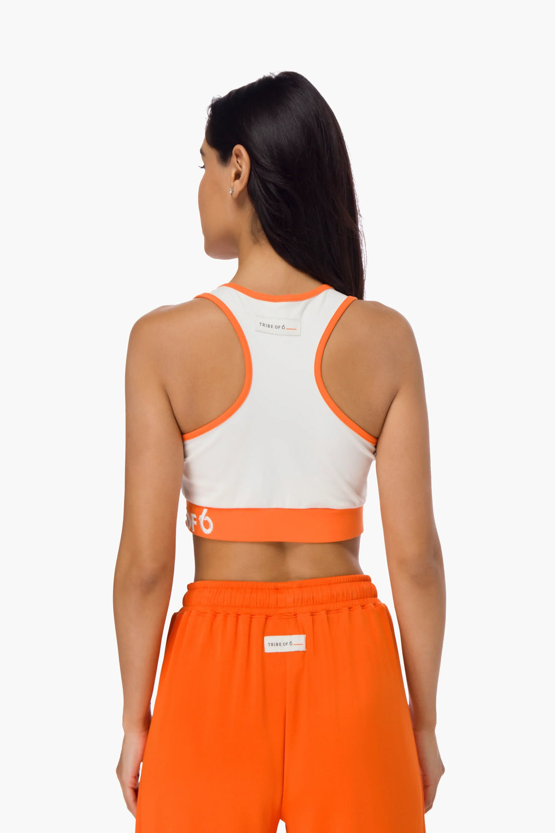 AMY RECYCLED SPORTS BRA TOP WITH CONTRAST HEM & EMBROIDERY